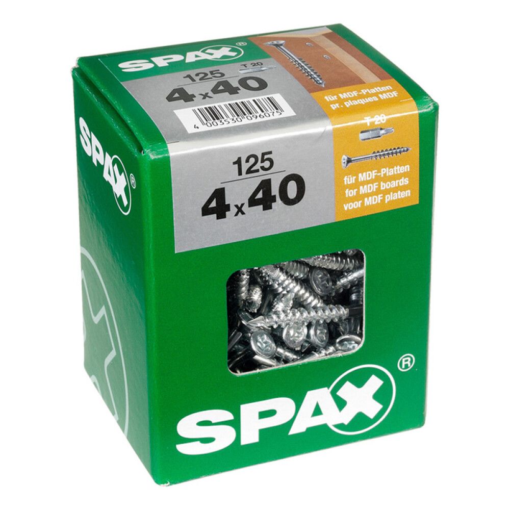 Tréskrúfur TX20 Ø4x40 mm 125 stk Spax MDF Wirox