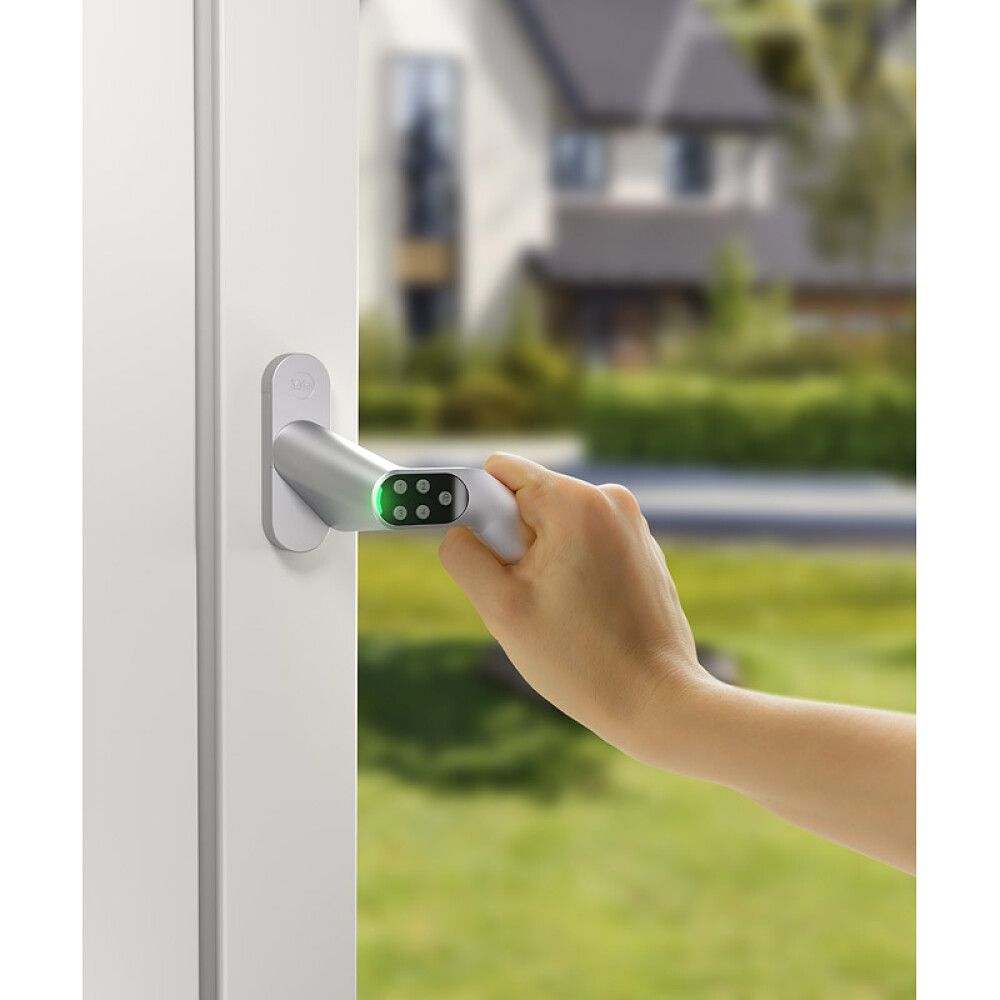 Hurðarhúnn á svalir með talnalás Yale mattur króm hægri