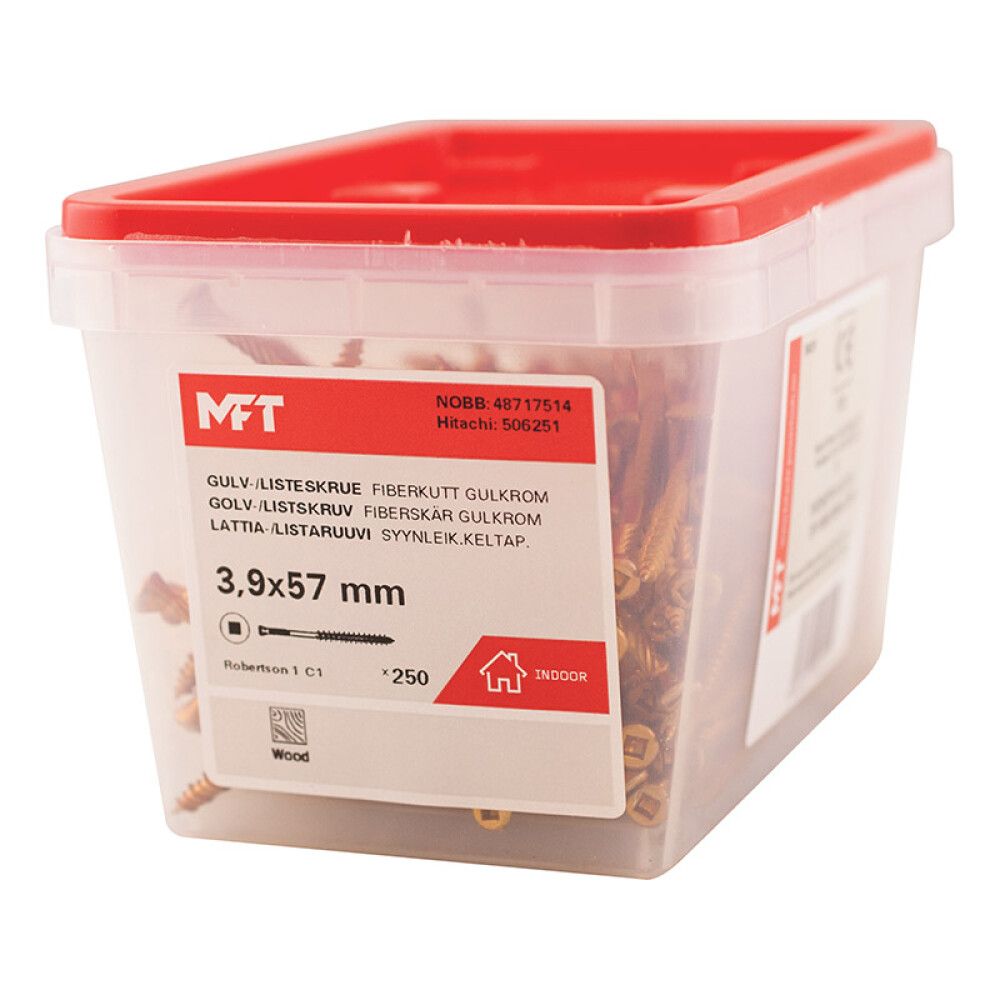 Trésskrúfur PH2 3,9x57 mm 250 stk MFT C1 gylltar