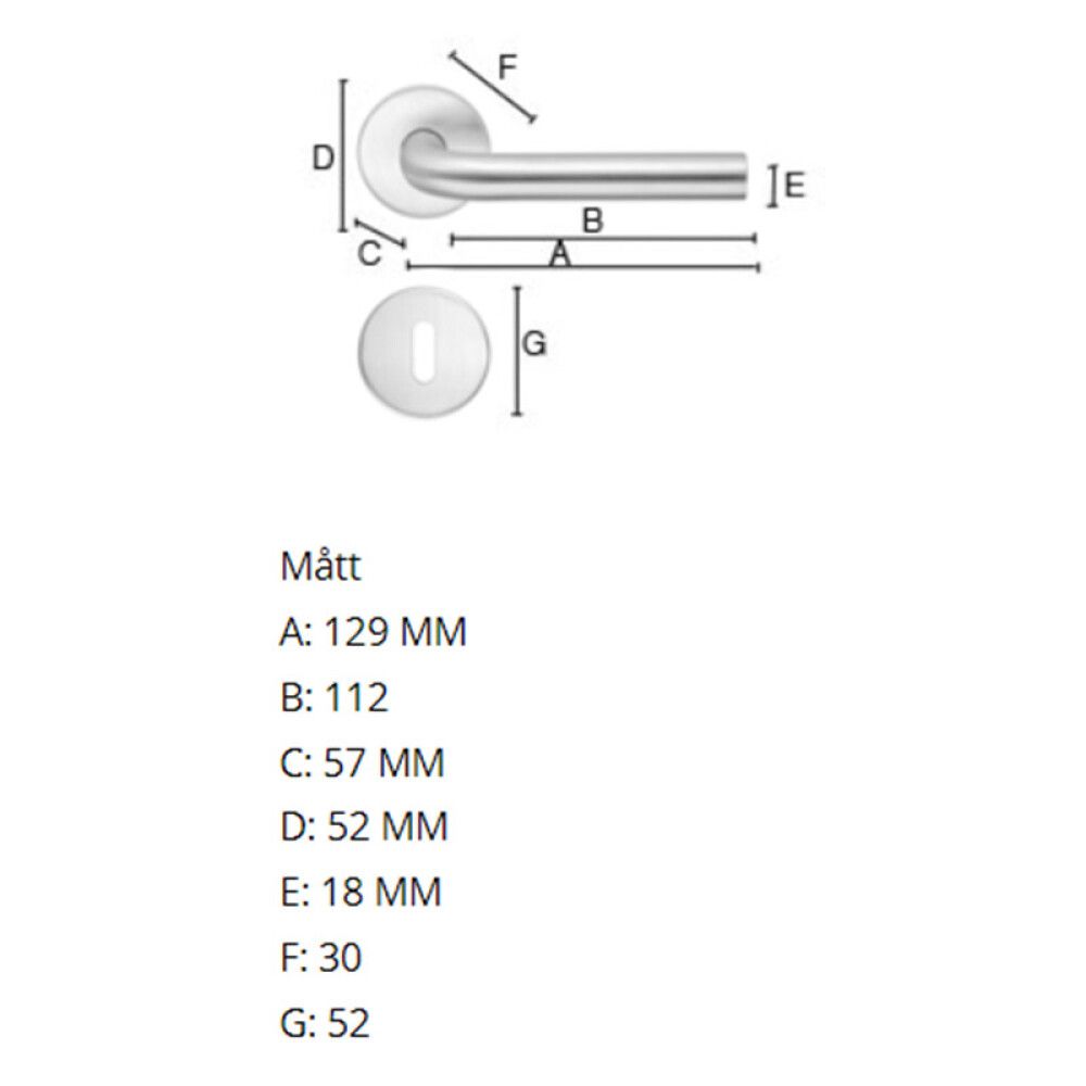 Hurðarhúnn Beslagsboden B912SN burstað stál