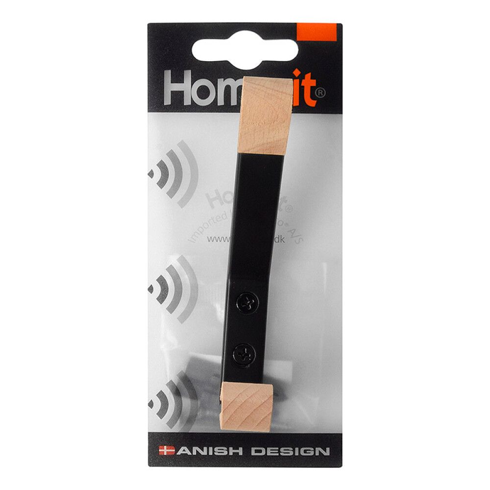 Snagi tvöfaldur svartur 1,5x5,5x12 cm