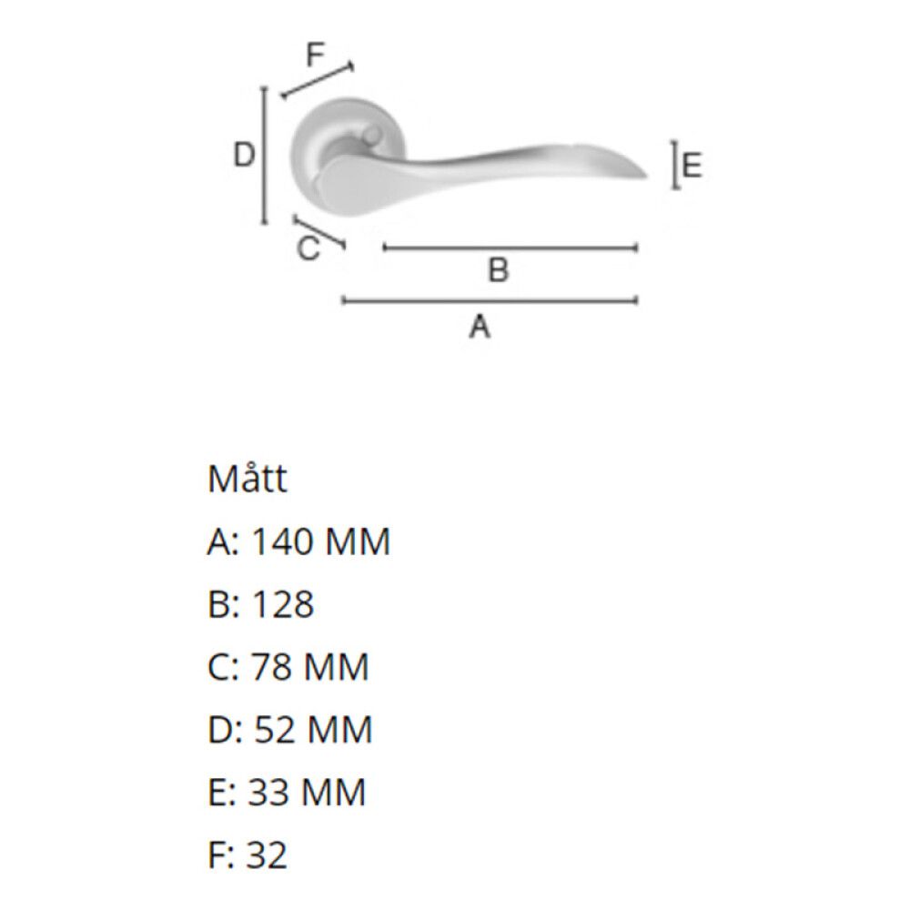 Hurðarhúnn útidyra Beslagsboden B154M burstað króm