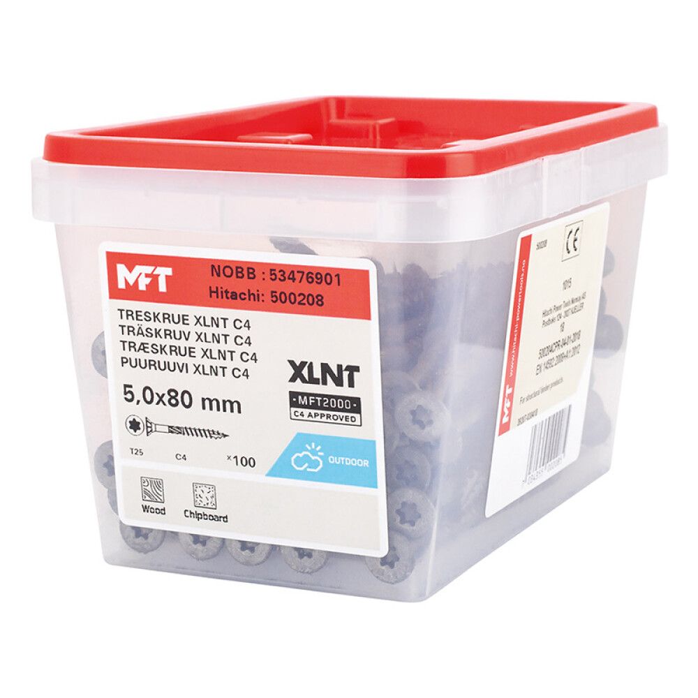 Tréskrúfur TX25 Ø5x80 mm 100 stk MFT C4