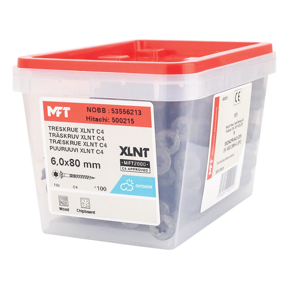 Tréskrúfur Ø6x80mm 100stk TX25 MFT C4