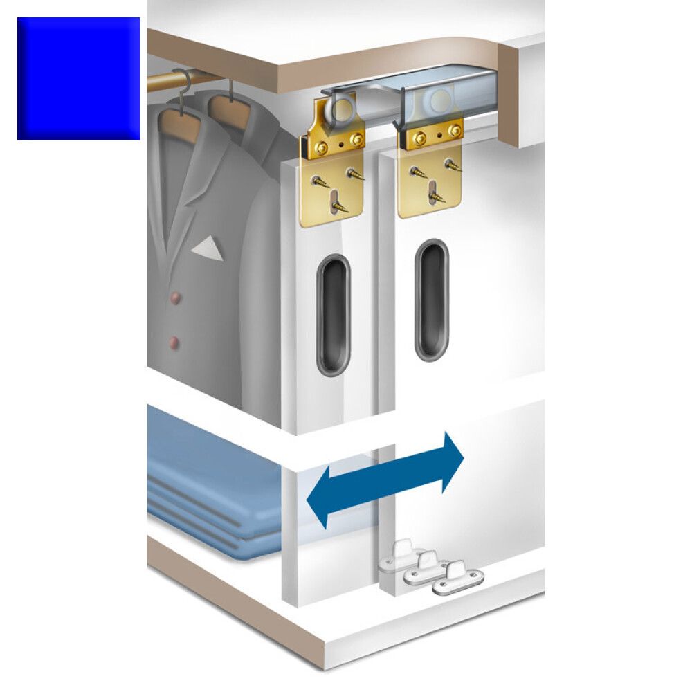 Rennihurðabraut 1200 mm hámark 28kg blá sería