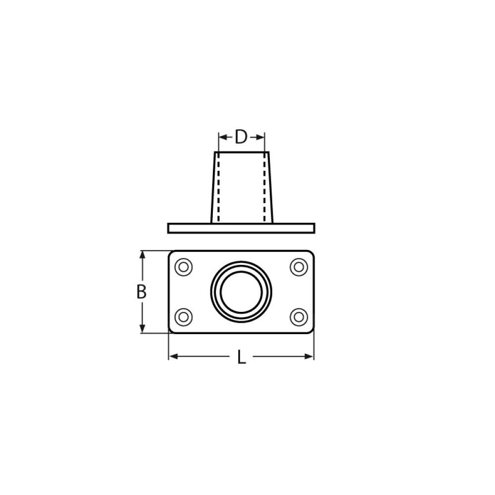 Fótur fyrir handrið Ø25 mm Marinetech 8203 A4