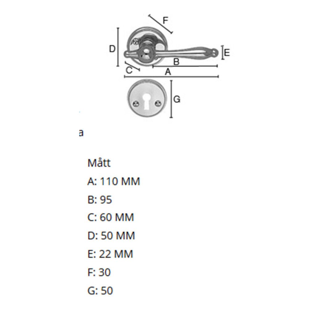Hurðarhúnn Beslagsboden B275XPNS gylltur/hvítur