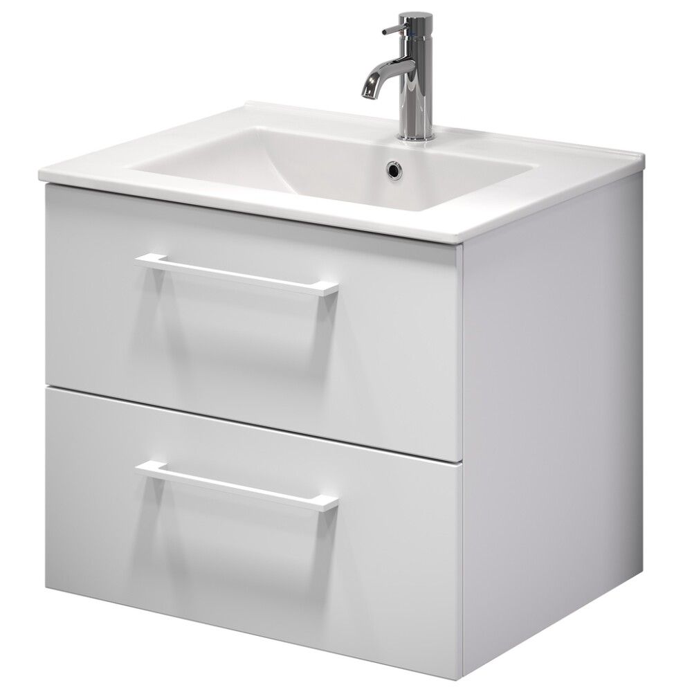 Baðinnrétting með handlaug 60 cm Camden matt hvít