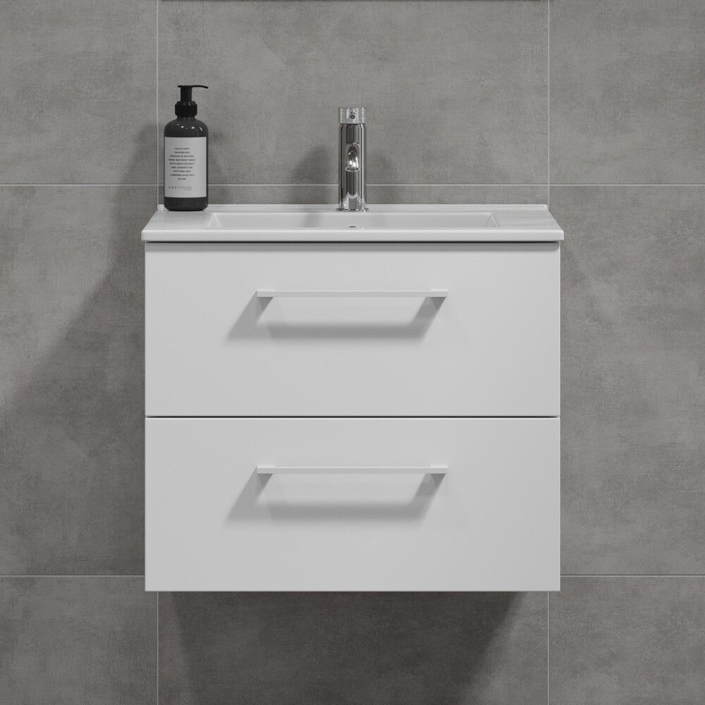 Baðinnrétting með handlaug 60 cm Camden matt hvít