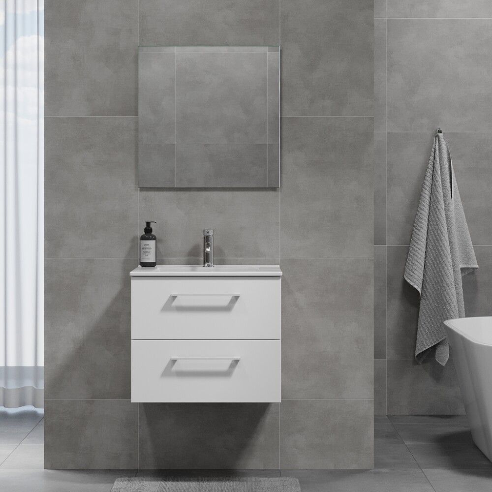 Baðinnrétting með handlaug 60 cm Camden matt hvít