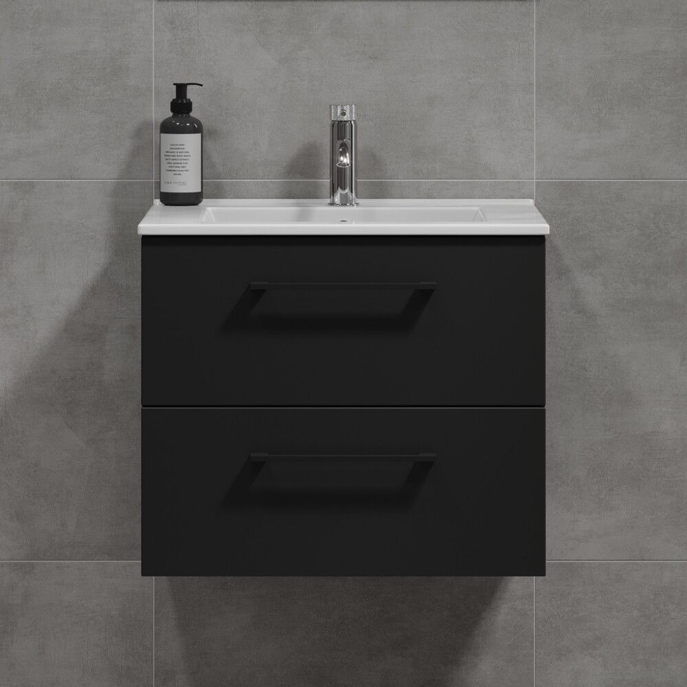Baðinnrétting með handlaug 60 cm Camden matt svört