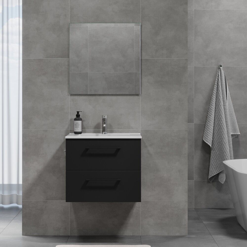 Baðinnrétting með handlaug 60 cm Camden matt svört