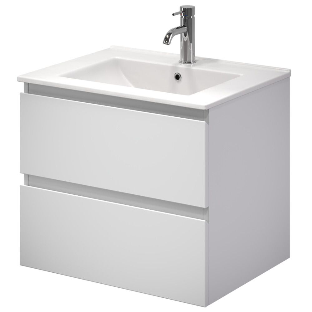 Baðinnrétting með handlaug 60 cm mött hvít Camden