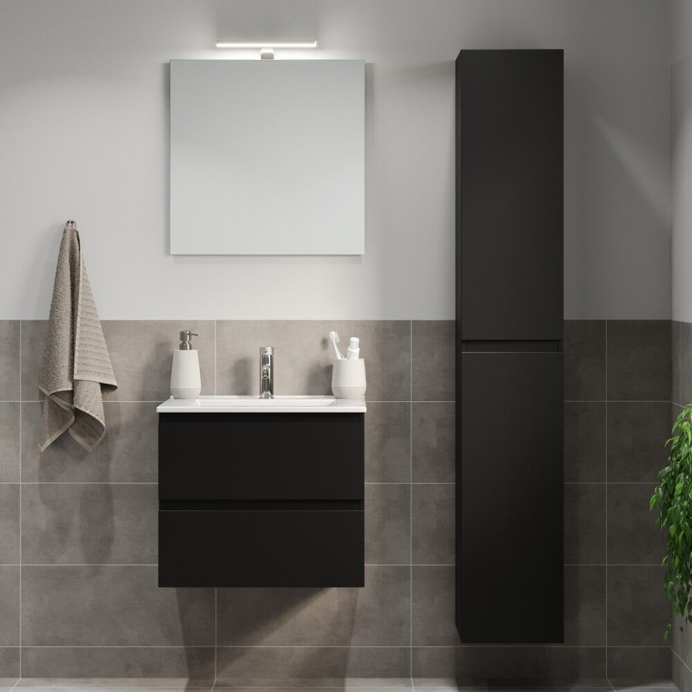 Baðinnrétting með handlaug svört 60 cm Camden Integrated