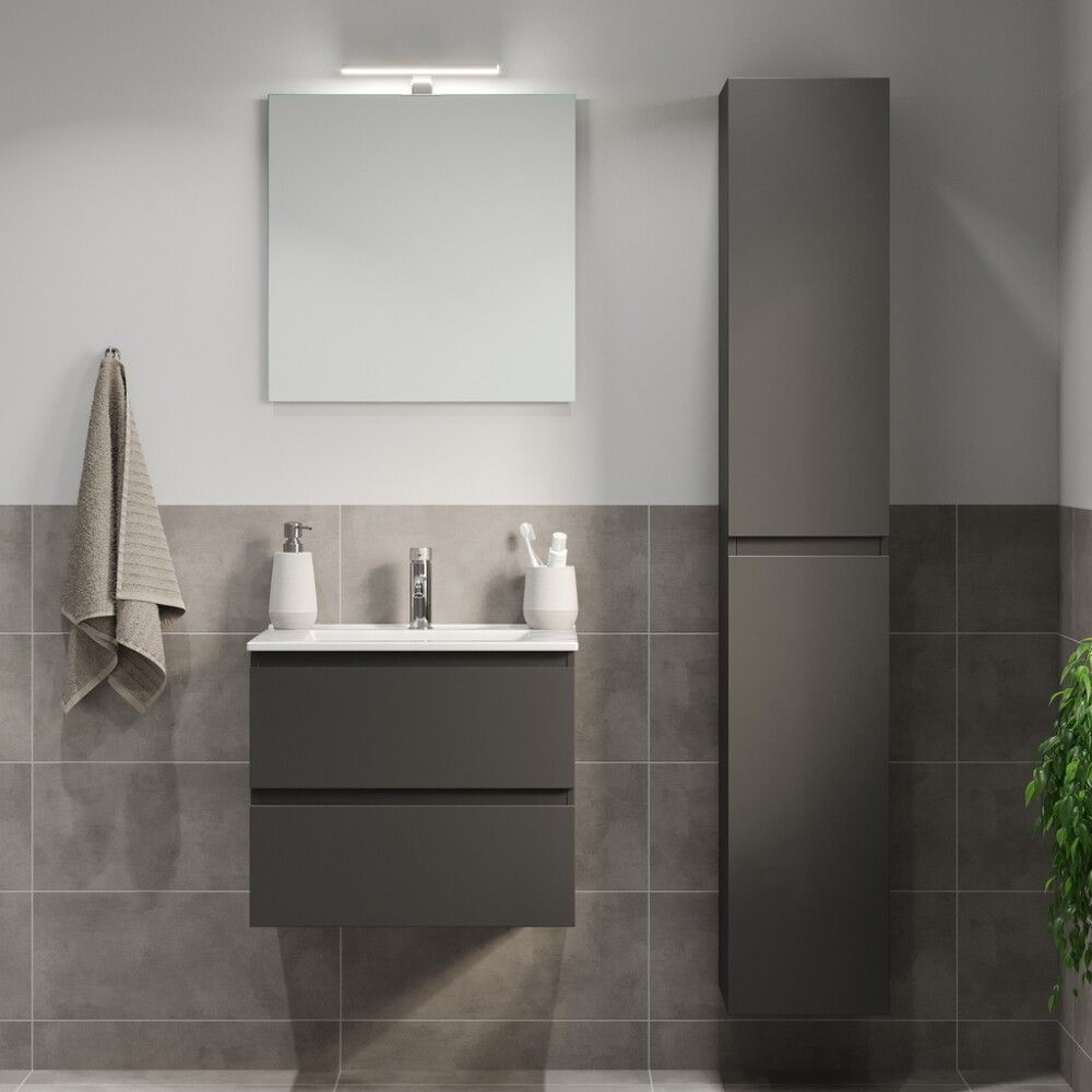 Baðinnrétting með handlaug grá 60 cm Camden Integrated