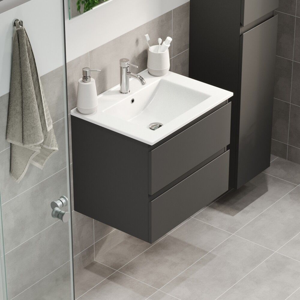 Baðinnrétting með handlaug grá 60 cm Camden Integrated