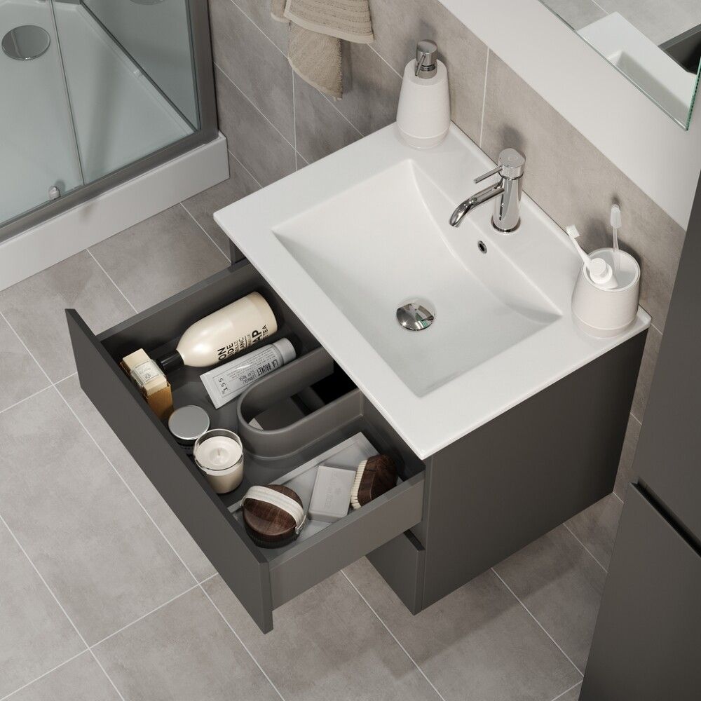 Baðinnrétting með handlaug grá 60 cm Camden Integrated