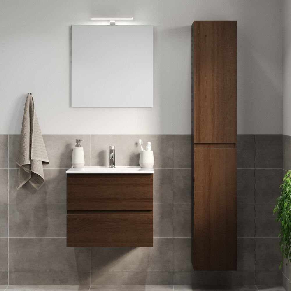 Baðinnrétting með handlaug 60 cm Camden Integrated hnota