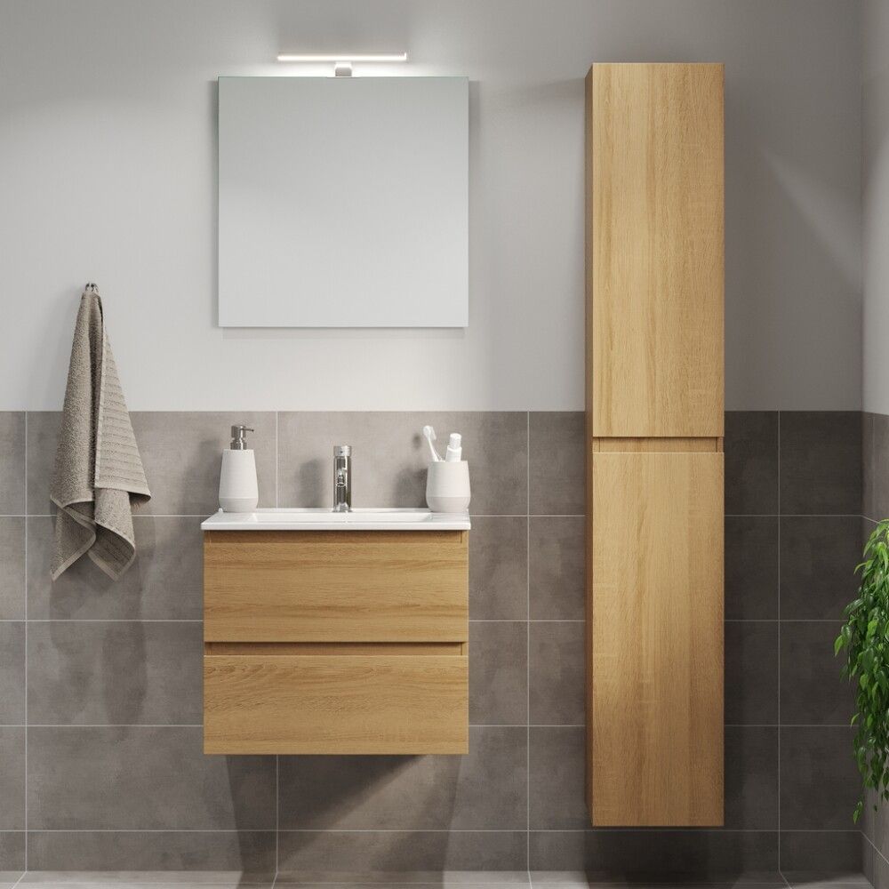 Baðinnrétting með handlaug 60 cm Camden Integrated eik