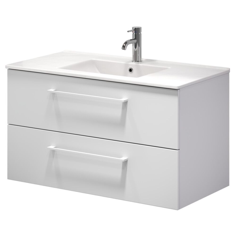 Baðinnrétting með handlaug 90 cm Camden matt hvít