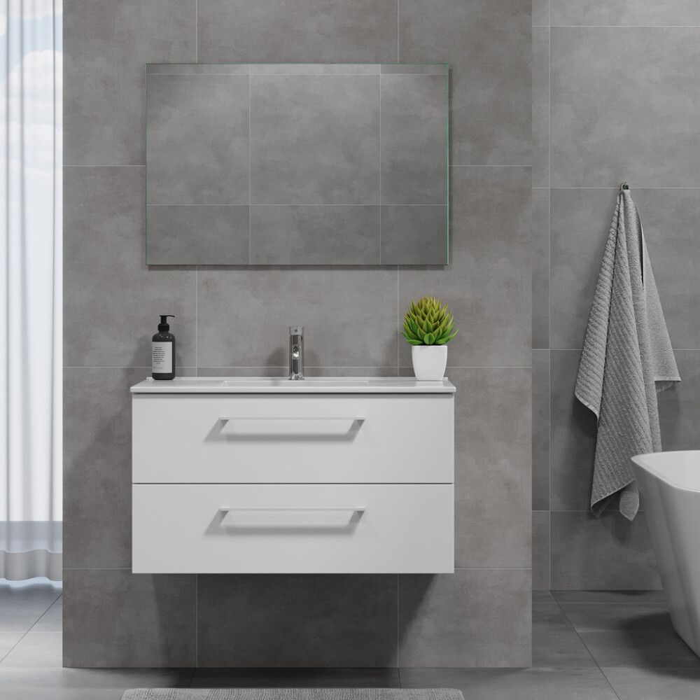 Baðinnrétting með handlaug 90 cm Camden matt hvít