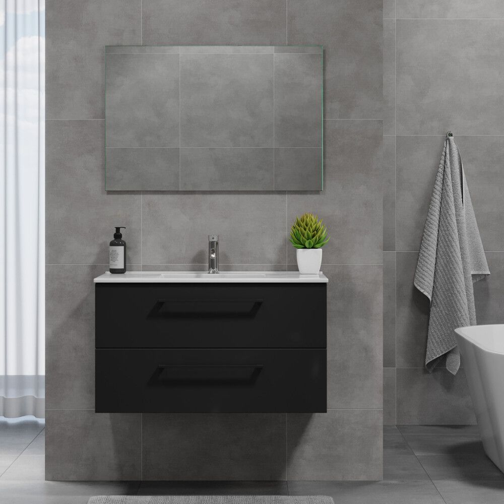 Baðinnrétting með handlaug 90 cm Camden matt svört