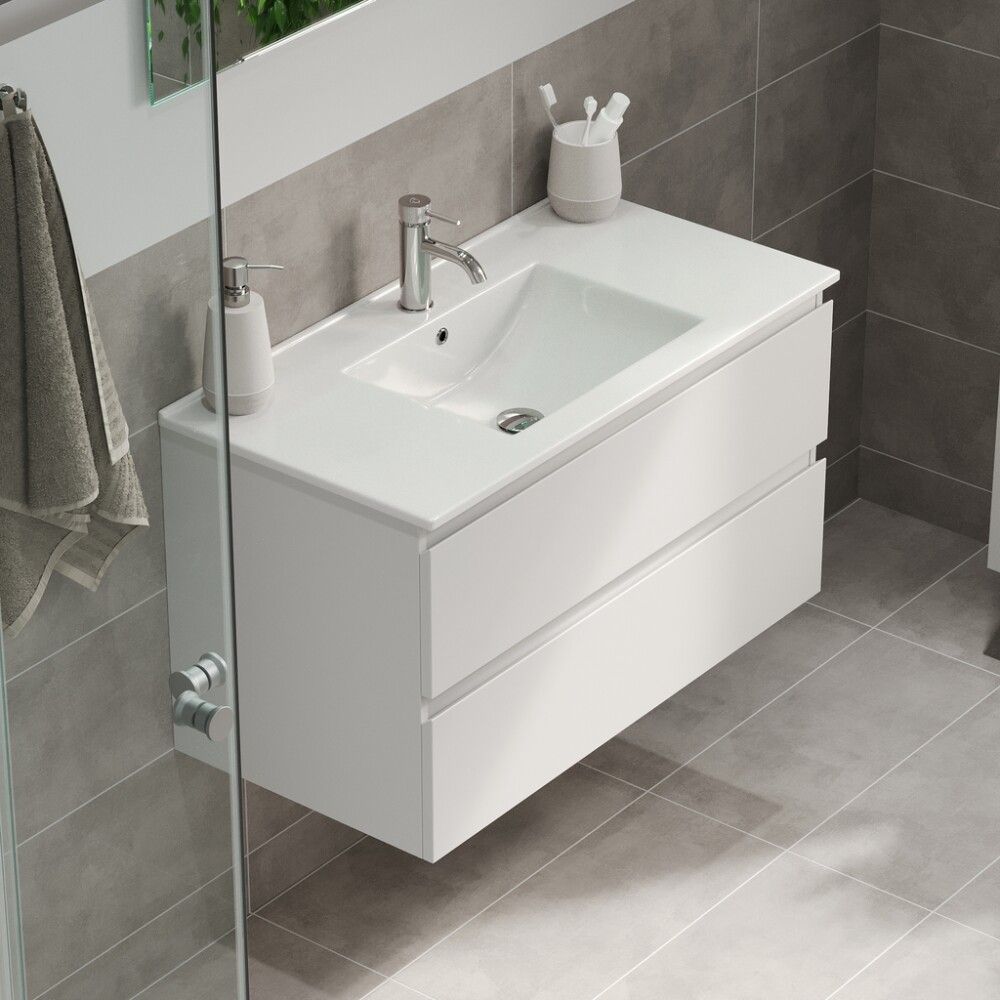 Baðinnrétting með handlaug 90 cm Camden hvít