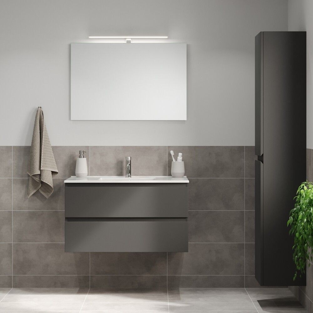 Baðinnrétting með handlaug 90 cm grá Camden