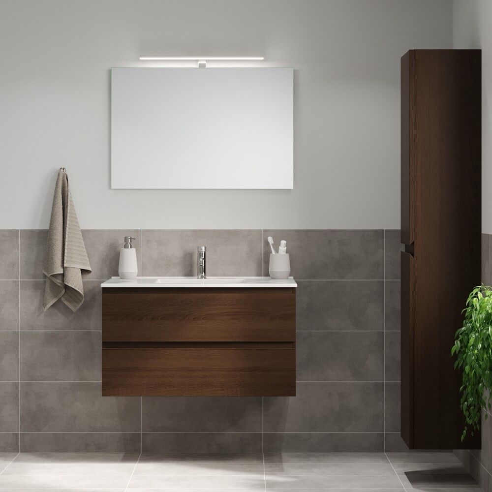 Baðinnrétting með handlaug 90 cm Camden Integrated hnota