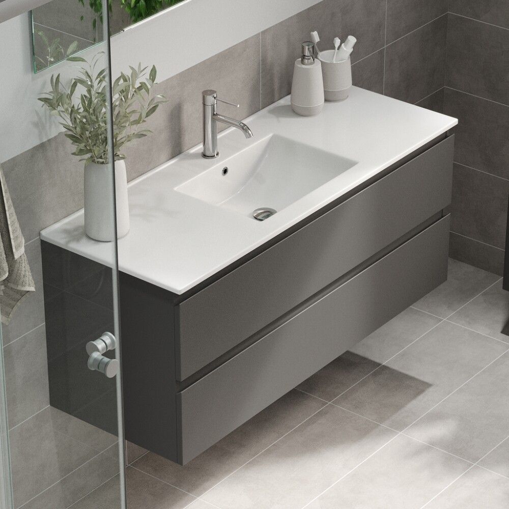 Baðinnrétting með handlaug 120 cm svört Camden