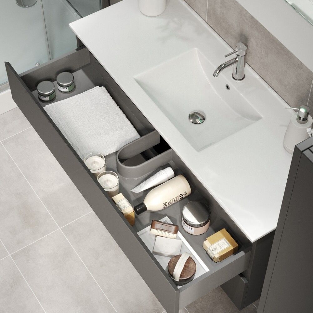 Baðinnrétting með handlaug 120 cm svört Camden