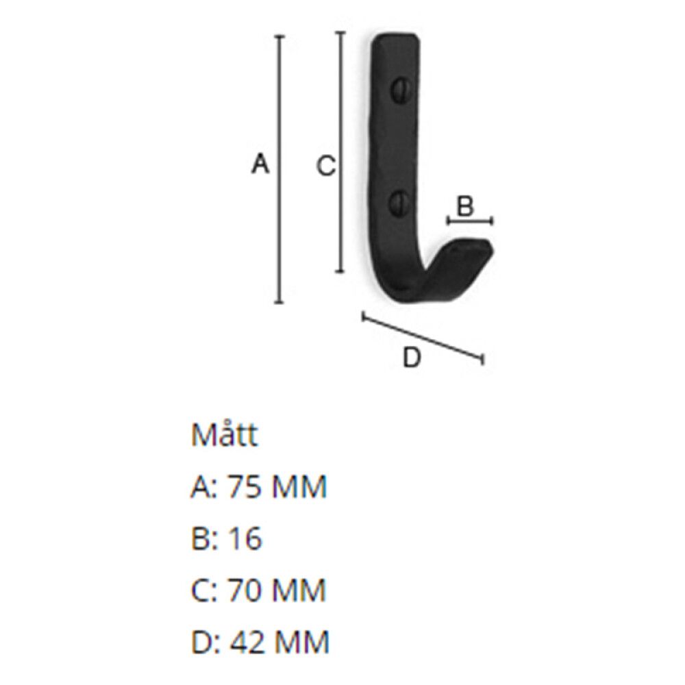 Snagi Beslagsboden 70mm svartur