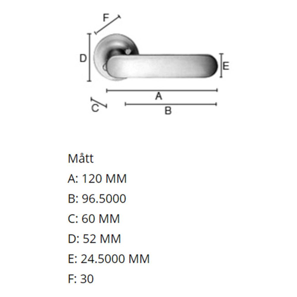 Hurðarhúnn utandyra Beslagsboden B122M matt krómaður
