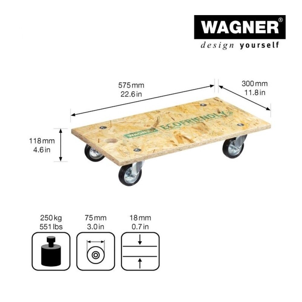 Flutningsbreti 575x300mm Wagner MM1140 250kg