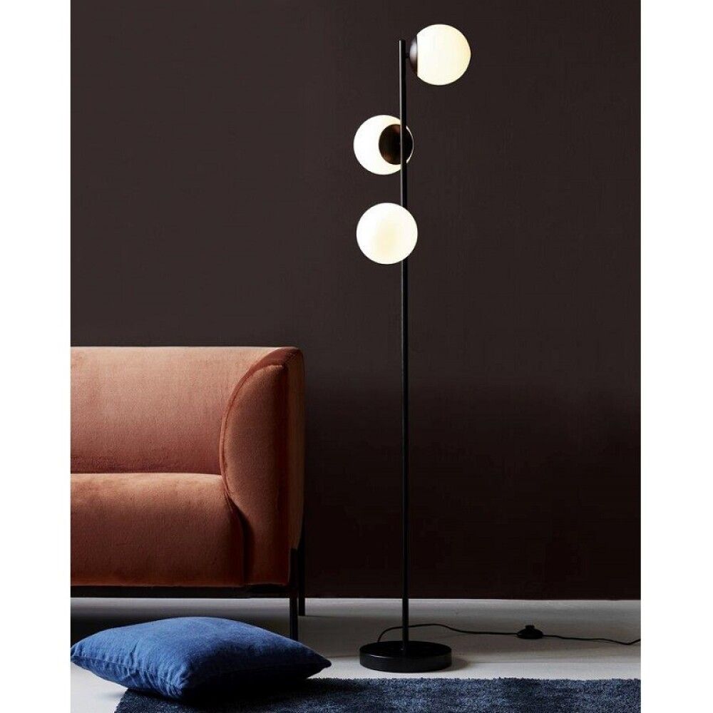 Gólflampi E14 Lilly svartur/ópal 150 cm