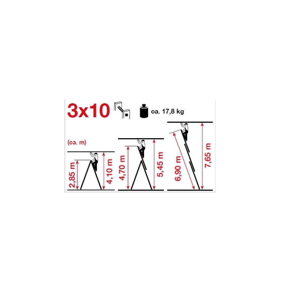 Álstigi og trappa 3x10 þrep Krause 6,9m