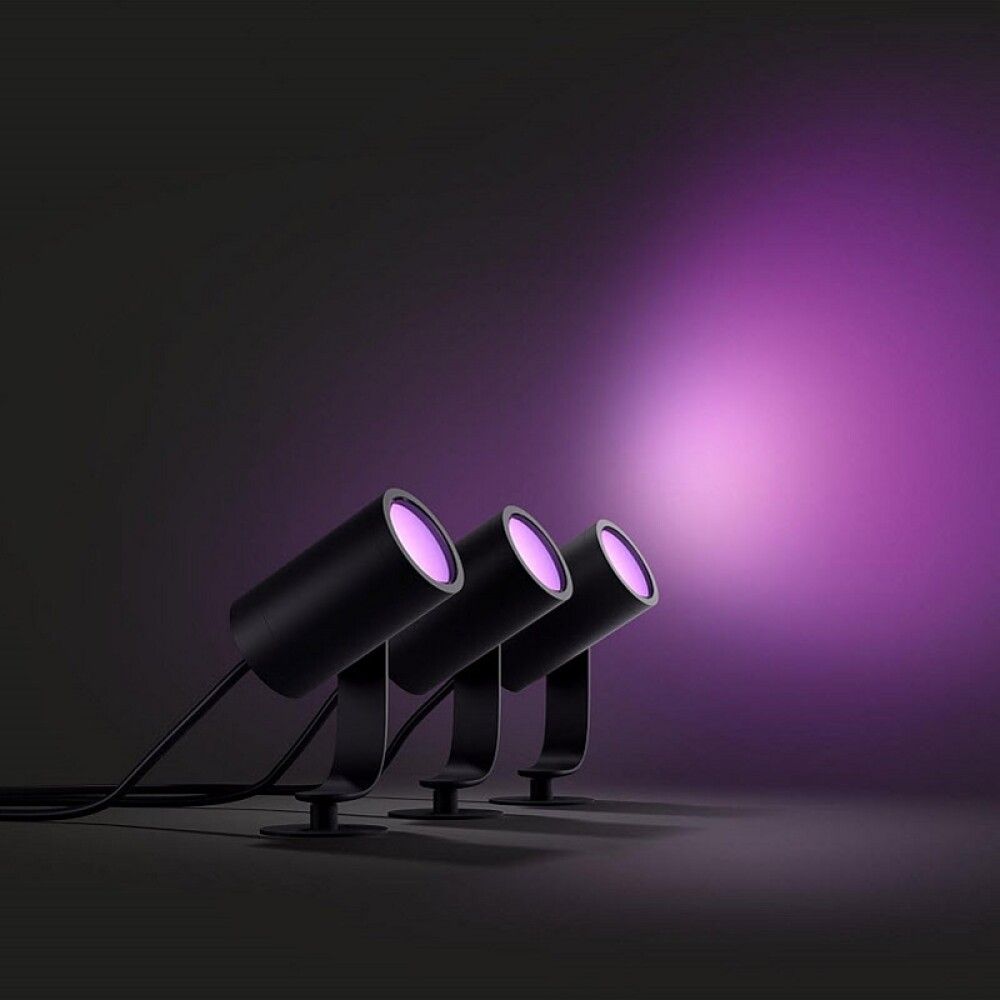 Kastari LED RGB 3x8W Lily Spike Pgilips Hue 3stk svört