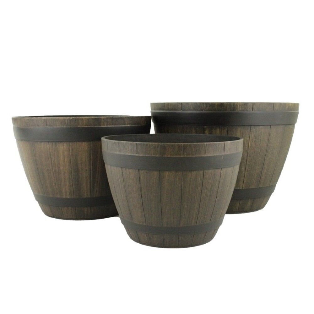 Útiblómapottur whiskytunna 37,5cm Scan-Pot viðarlíkan