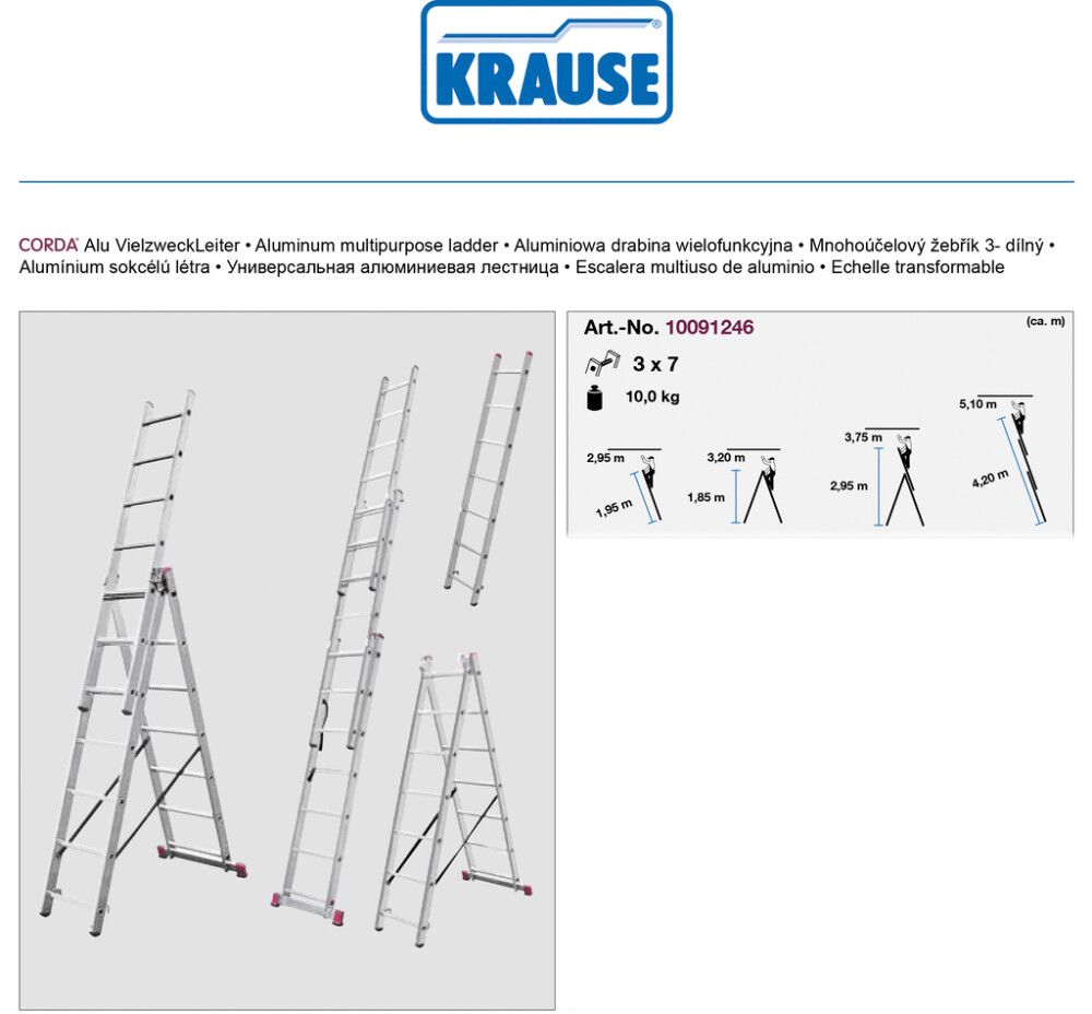 Álstigi og trappa 3x7 þrep Krause 4,2m