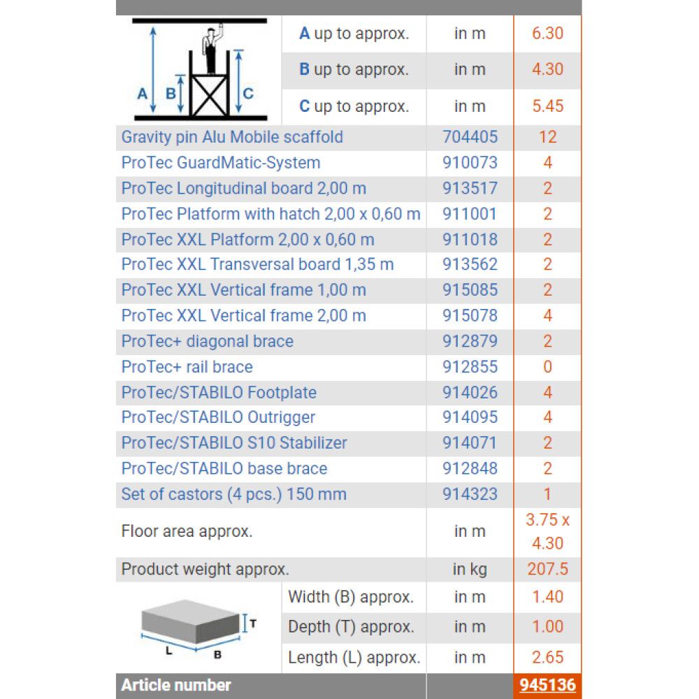 Hjólapallur Krause ProTec XXL 5,3m