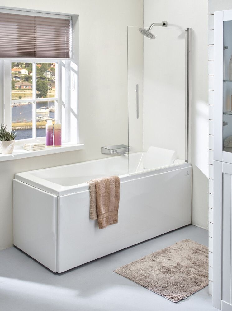 Baðþil glært 150x80 cm króm prófíll Skärgård