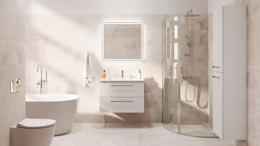 Handlaugarskápur 80x43x55cm Skärgård matt hvítur