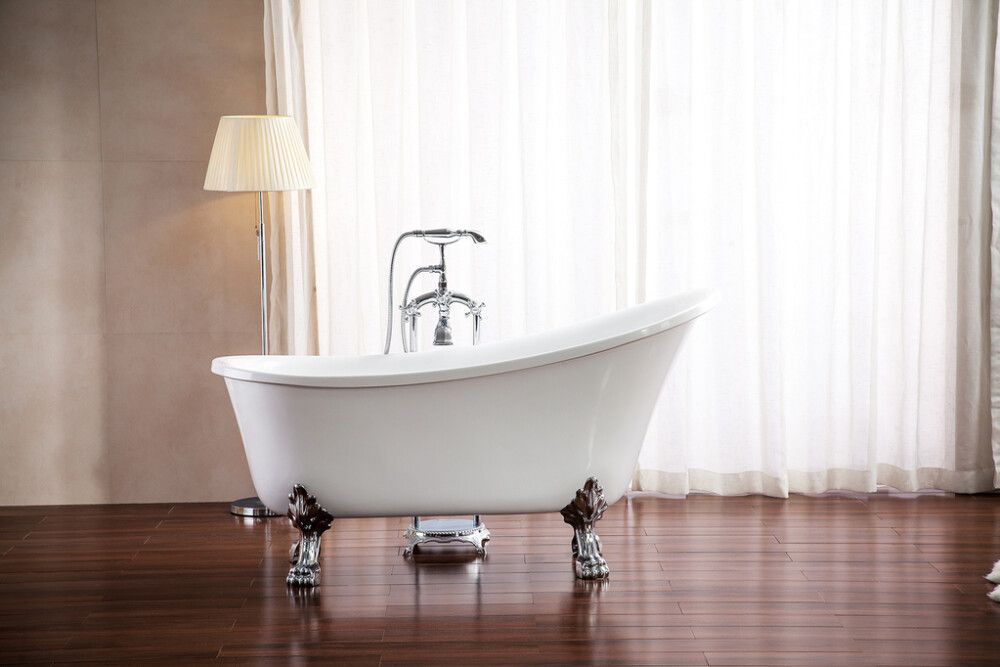 Ljónsfætur með frárennslisetti Króm 4stk