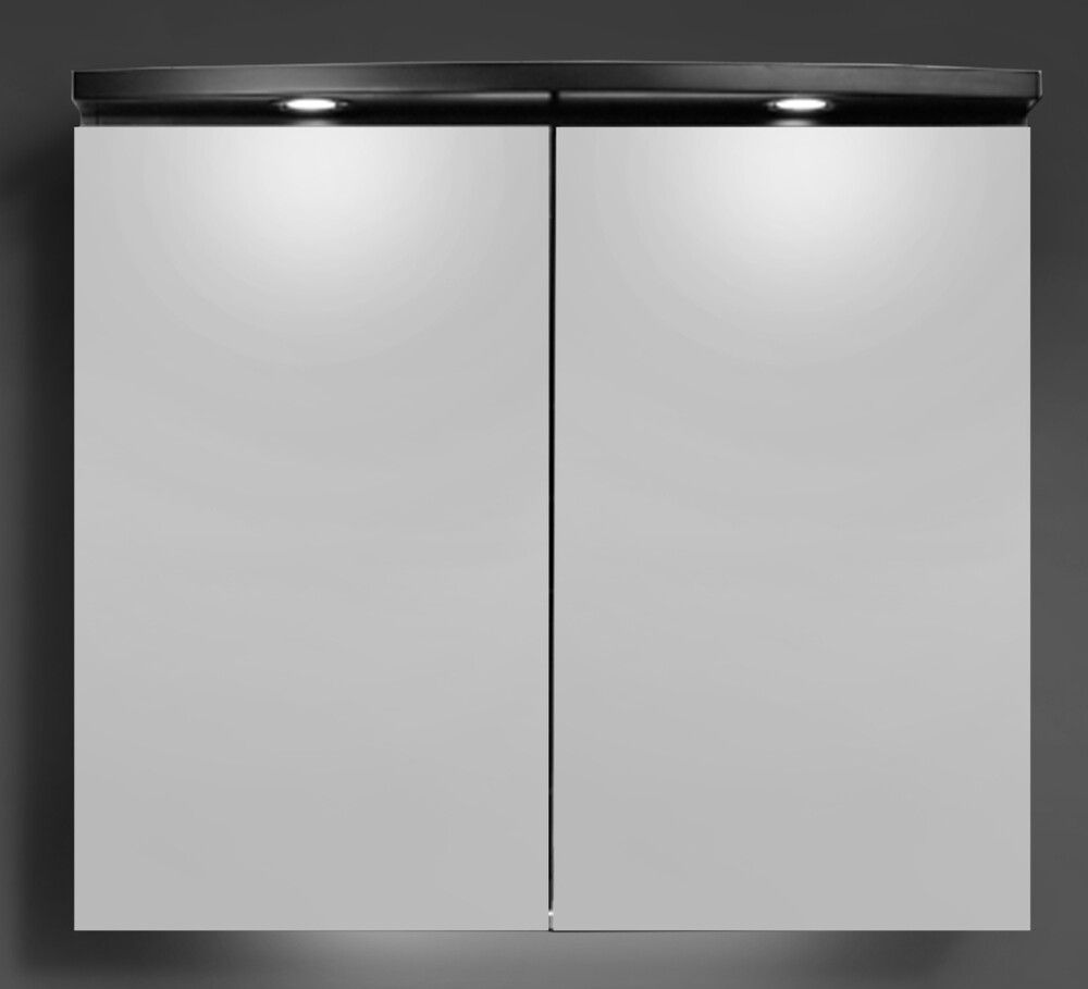 Speglaskápur rúnaður matt svartur 80x70 Skärgård