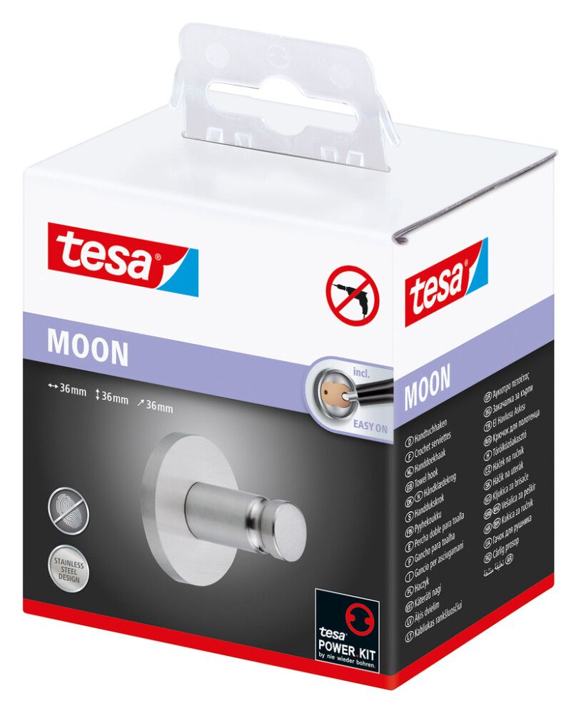 Krókur Tesa Moon límdur króm