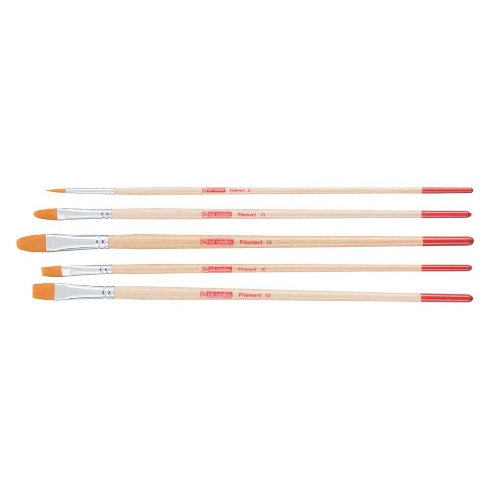 Föndurpennslar flatir olía&akrýl gervihár 5 stk sett