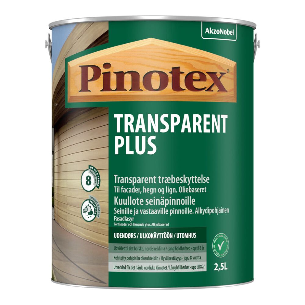 Viðarvörn Transparent Plus base clear 2,5L Pinotex