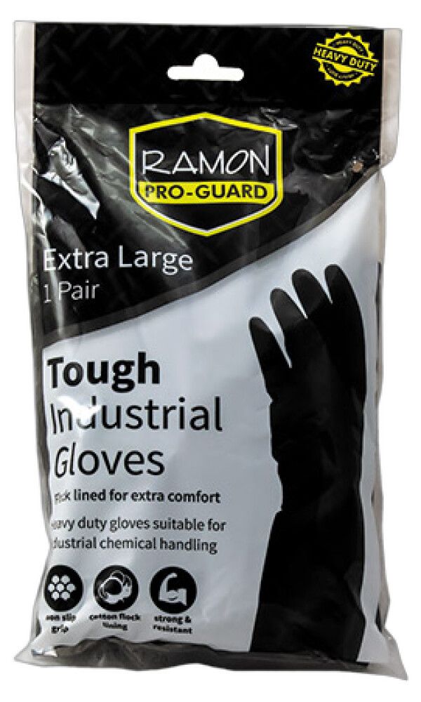 Gúmmíhanskar svartir XL Ramon