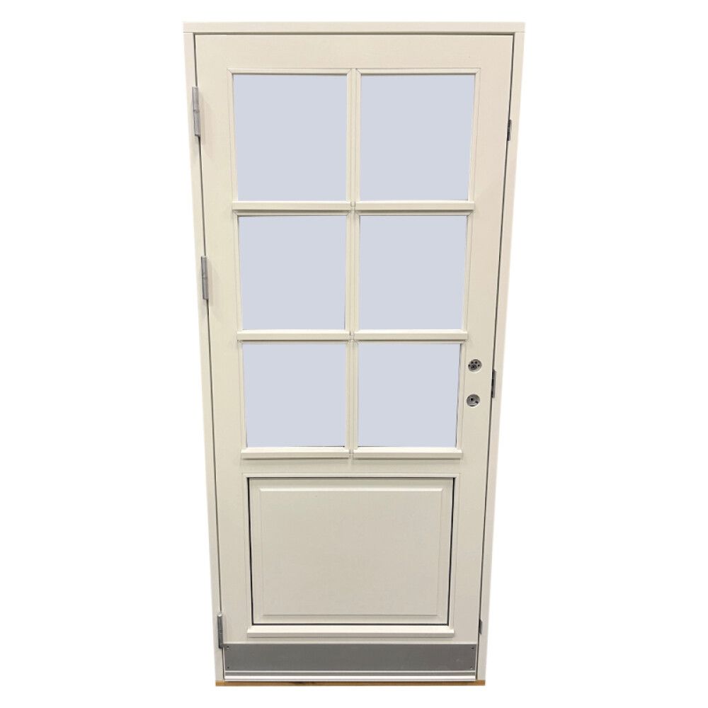 Útihurð V/út m/3x2 gleri og sparkbretti 2115 x 948 mm hvít