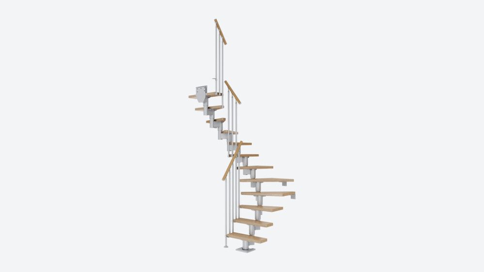 Stigi 1/2 hringur 15 þrep 71 cm 296-360 cm Dublin Classic III eik/grár